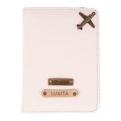 Personalized Lined Textured Vegan Leather Passport Cover with Customised Name & Charm