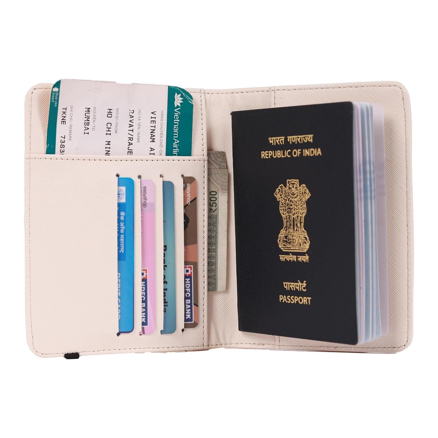 Personalized Lined Textured Vegan Leather Passport Cover with Customised Name & Charm