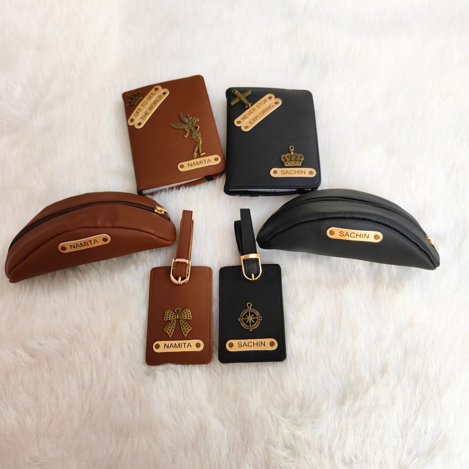 6 Piece Personalized Leather Gift Set