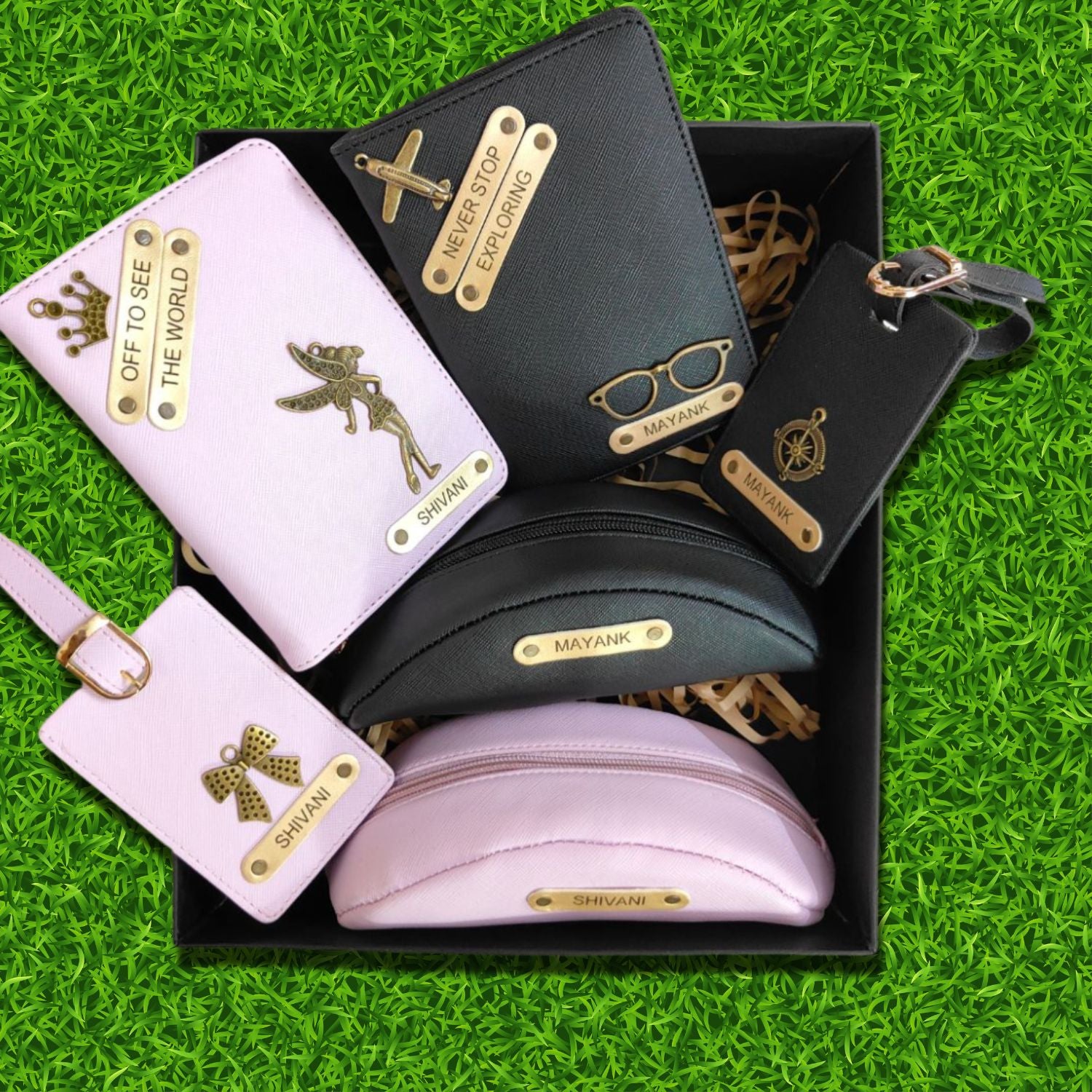 6 Piece Personalized Leather Gift Set