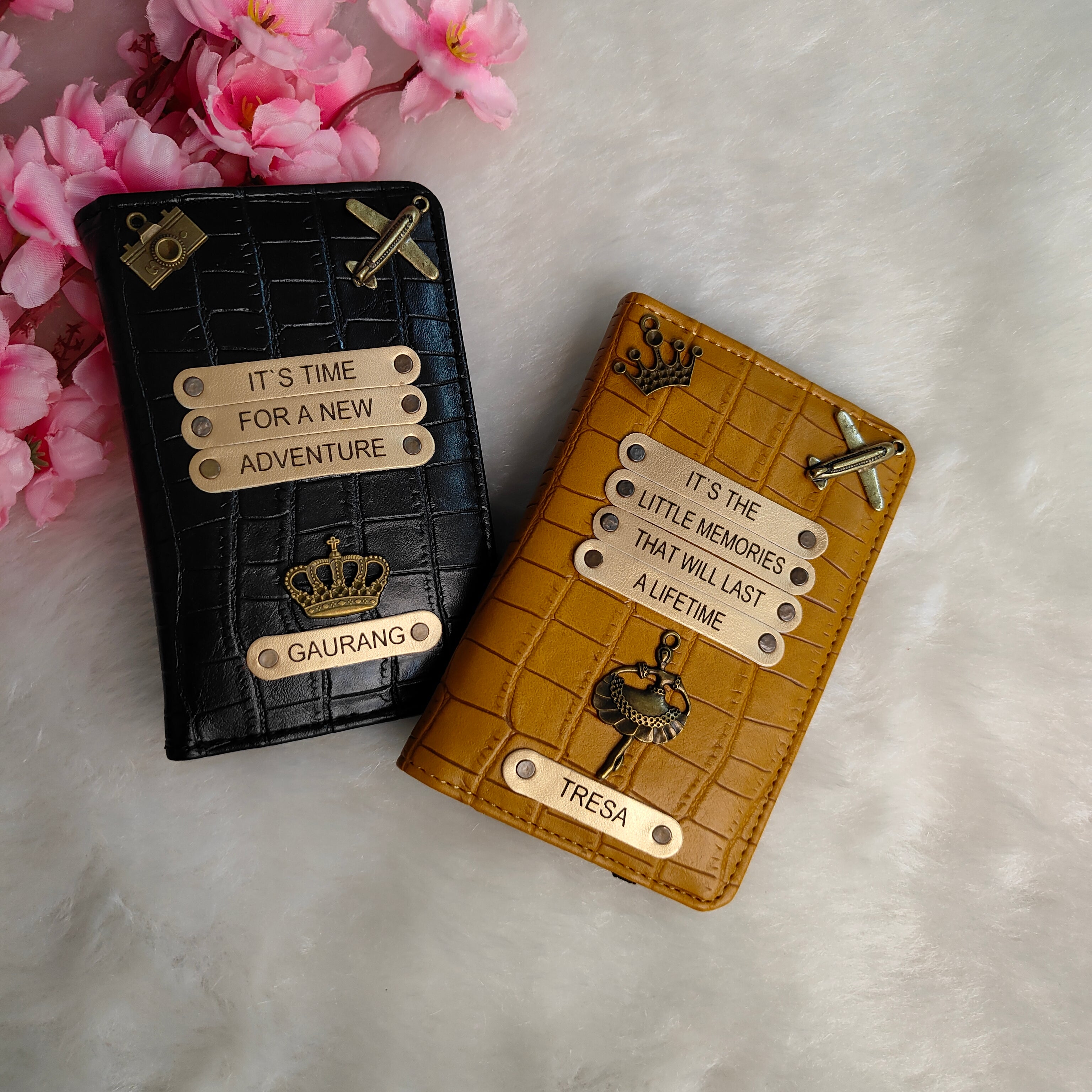 Personalized Passport Cover combo with crocodile pattern