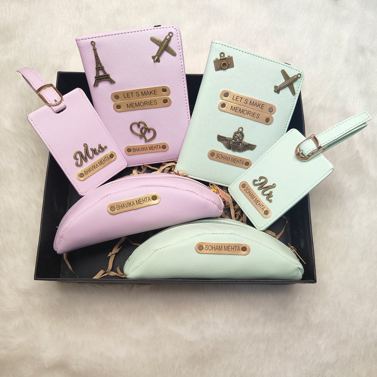6 Piece Personalized Leather Gift Set