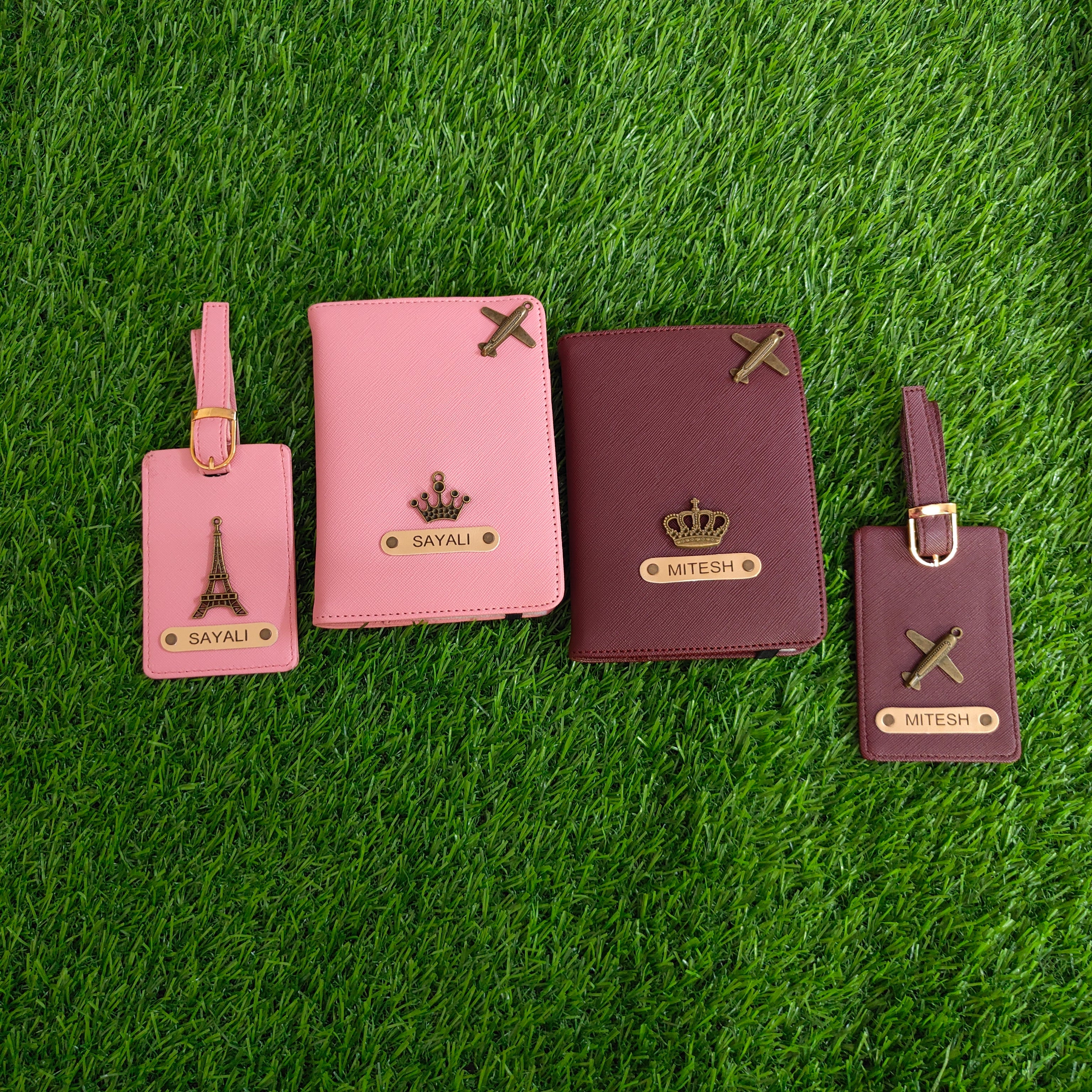 Personalized Leather Passport Cover & Luggage Tag Combo