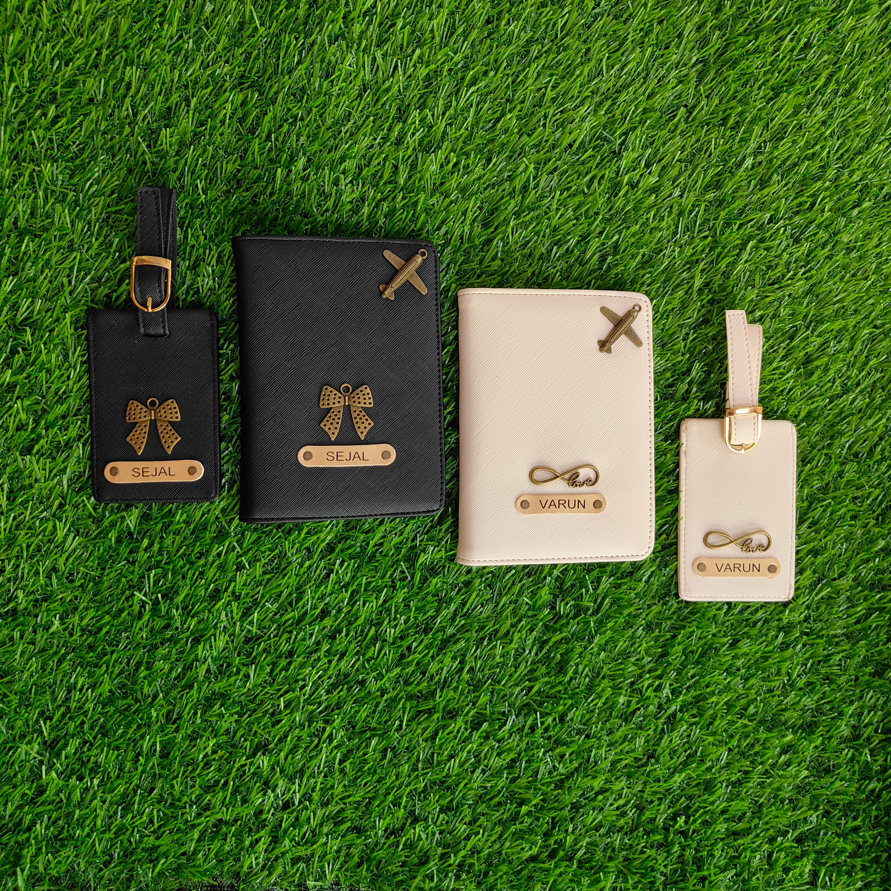 Personalized Leather Passport Cover & Luggage Tag Combo