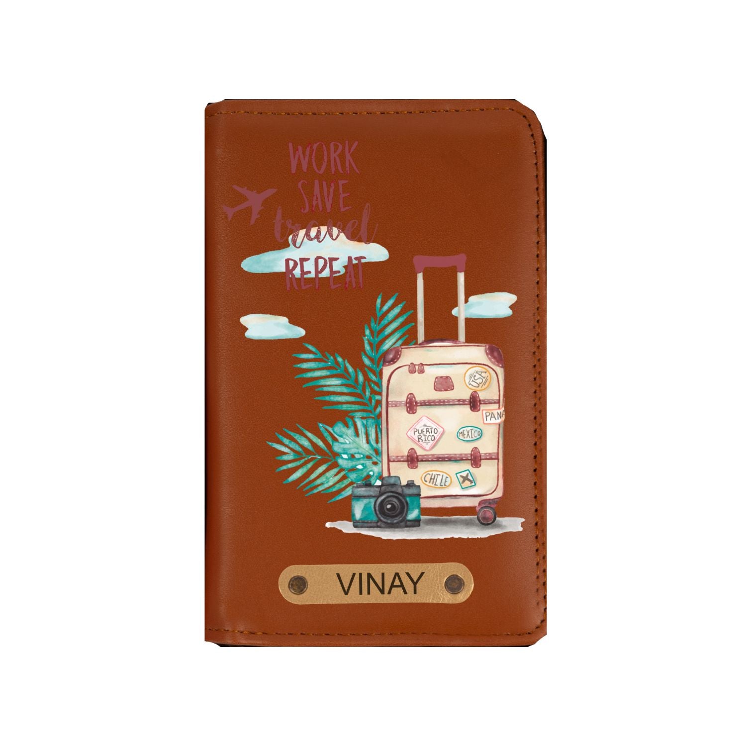 Personalized Printed Leather Passport Cover (Design03)
