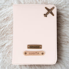 Personalized Lined Textured Vegan Leather Passport Cover with Customised Name & Charm
