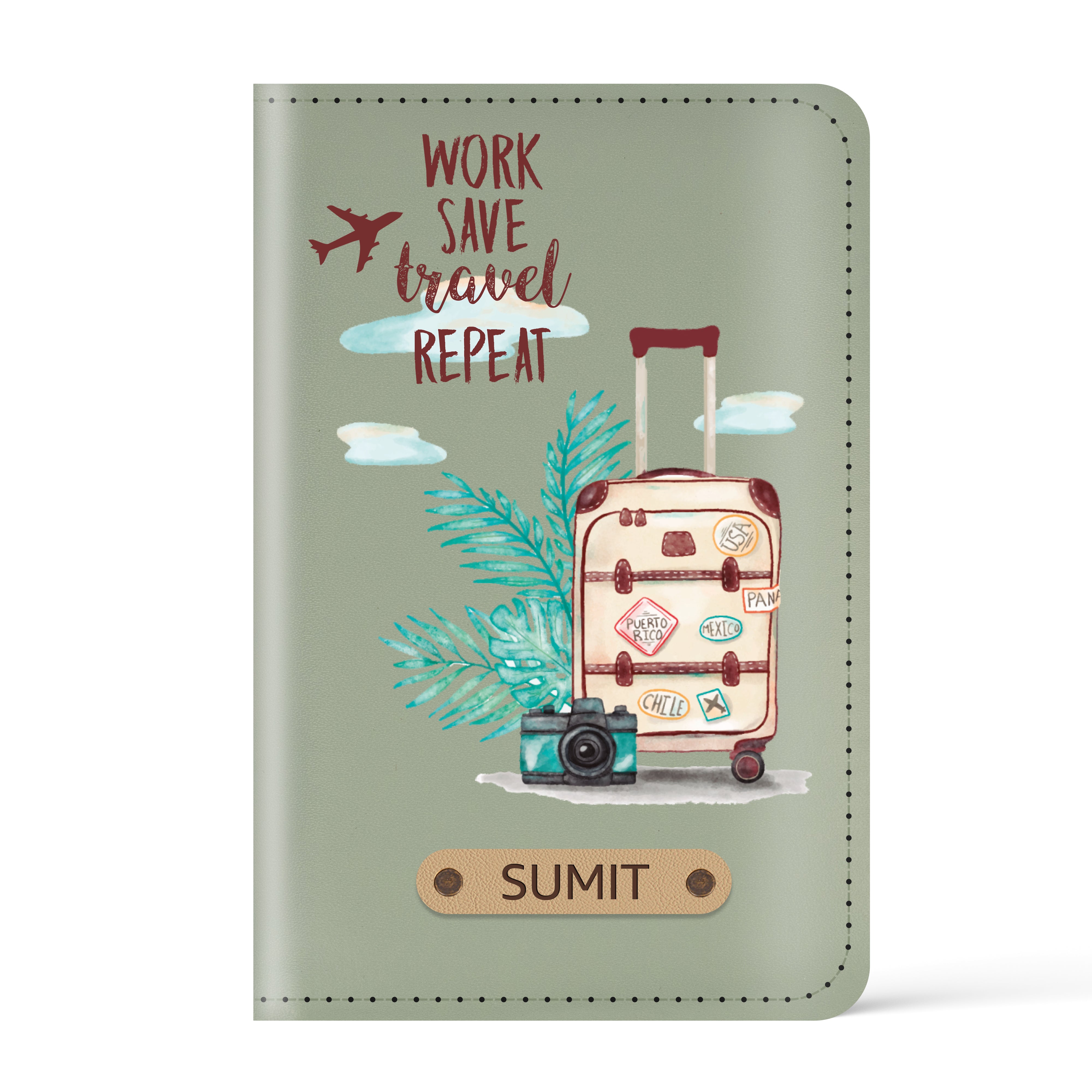 Personalized Printed Leather Passport Cover (Design03)